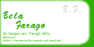bela farago business card