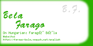 bela farago business card